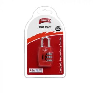 CANDADO DE COMBINACION ROJO 3 DIGITOS TSAP3 PHILLIPS