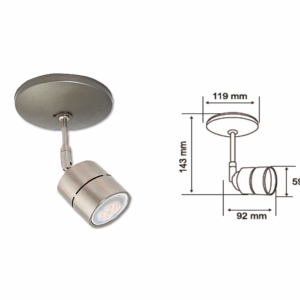 LAMPARA SPOT PARA TECHO,DE BASE,GU10,COLOR PLATA SATINADO TECNOLITE 60YSN368LMVS