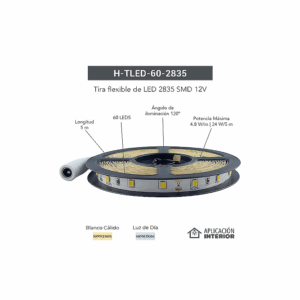 TIRA LED ELECTRICA DE BASE DE MANGUERA APP H-TLED-60-2835/BCira TECNOLITE
