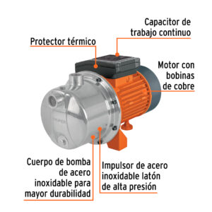 BOMBA TIPO JET,CABEZAL DE ACERO INOXIDABLE ,3/4 HP, TRUPER 13557